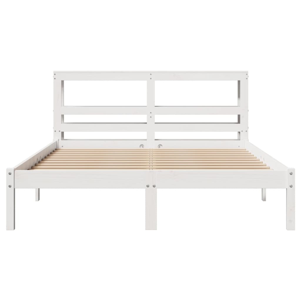 Cama sem colchão 135x190 cm madeira de pinho maciça branco