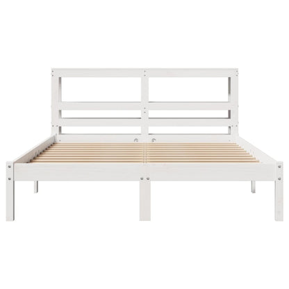 Cama sem colchão 135x190 cm madeira de pinho maciça branco