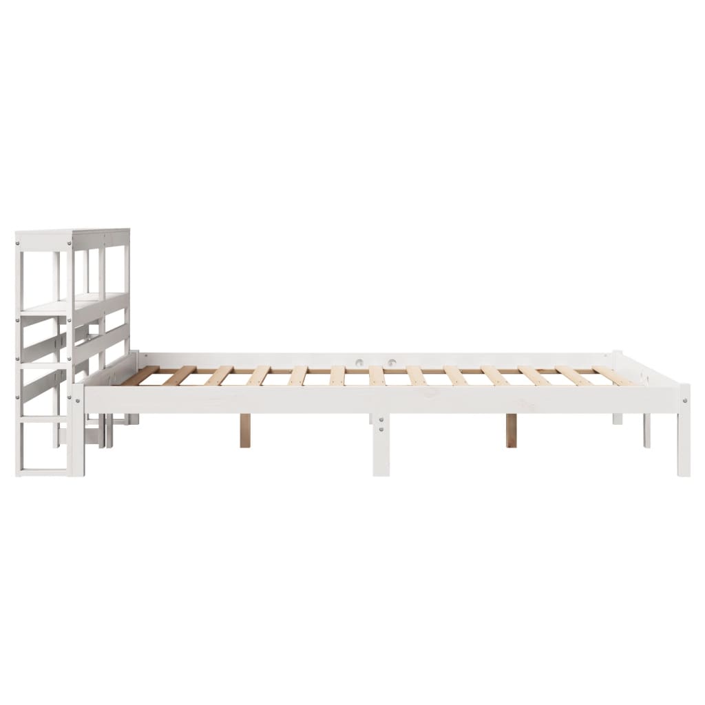 Cama sem colchão 135x190 cm madeira de pinho maciça branco