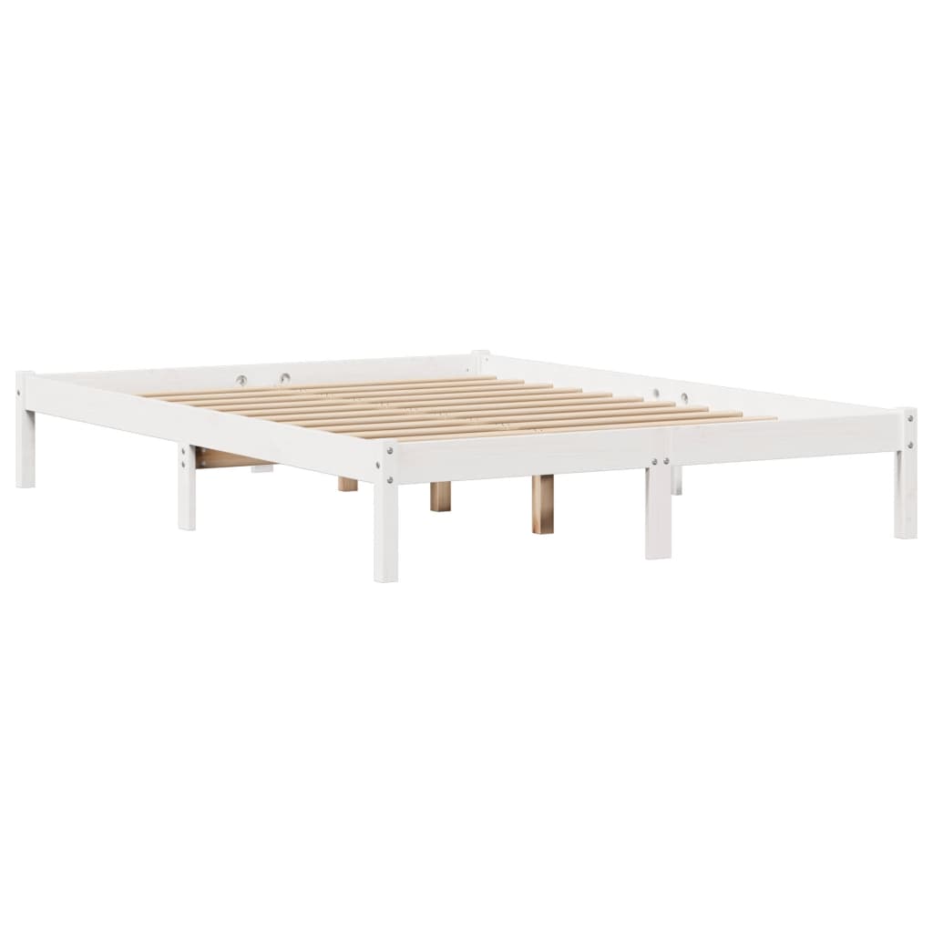 Cama sem colchão 135x190 cm madeira de pinho maciça branco