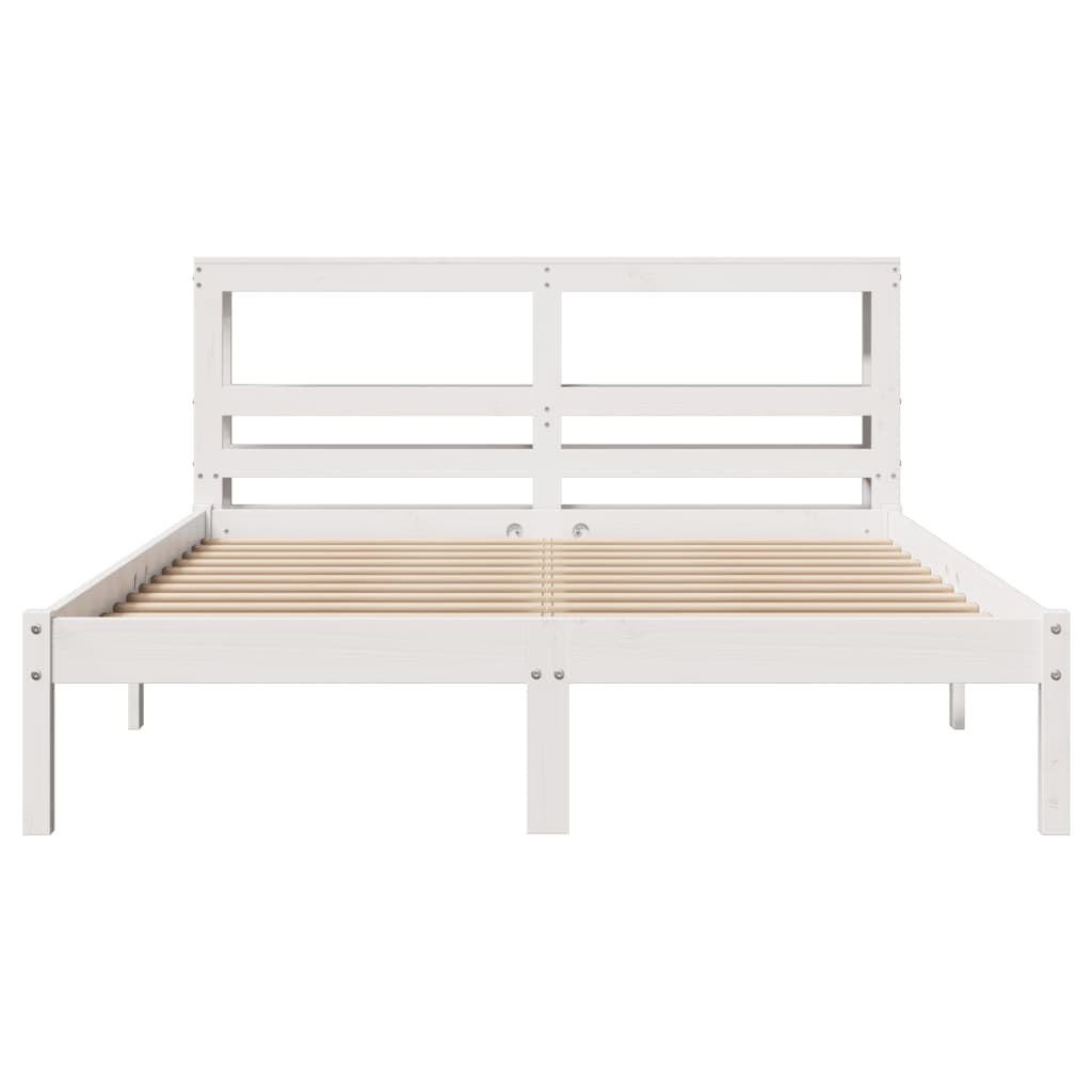 Cama sem colchão 140x190 cm madeira de pinho maciça branco