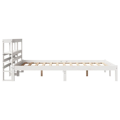 Cama sem colchão 140x190 cm madeira de pinho maciça branco