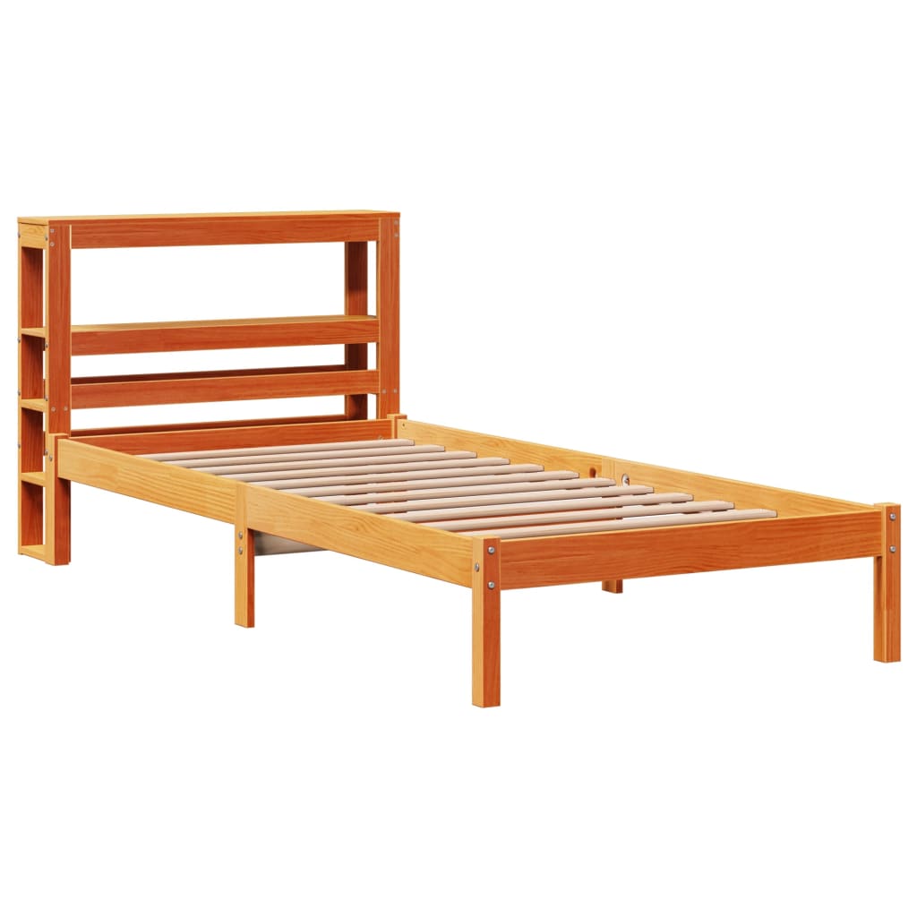 Estrutura cama c/ cabeceira 90x190 cm pinho maciço castanho-mel