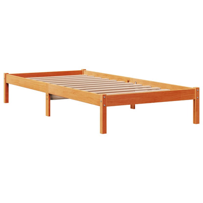 Estrutura cama c/ cabeceira 90x190 cm pinho maciço castanho-mel