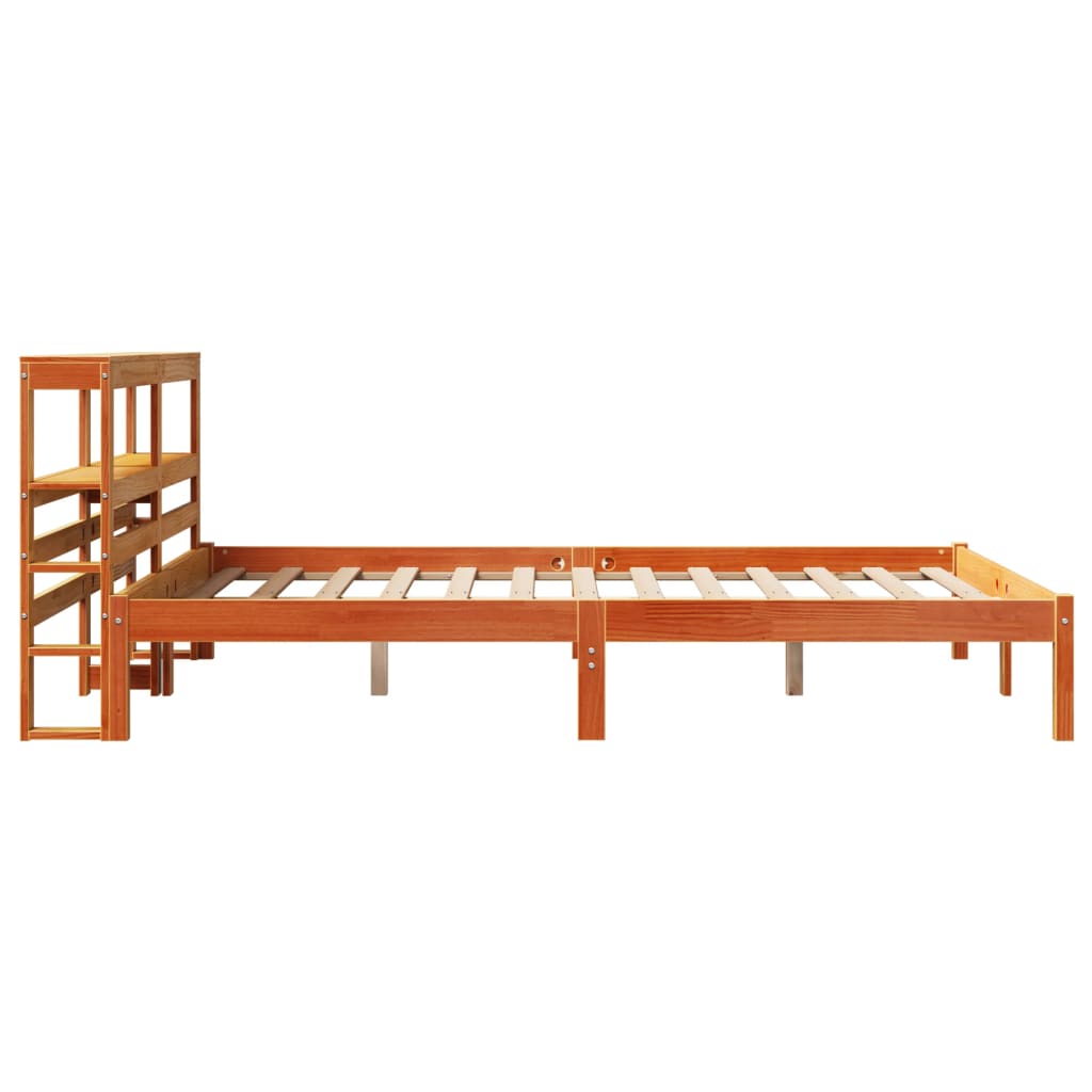 Estrutura cama c/ cabeceira 120x190cm pinho maciço castanho-mel