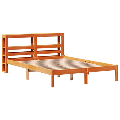 Estrutura cama c/ cabeceira 135x190cm pinho maciço castanho-mel