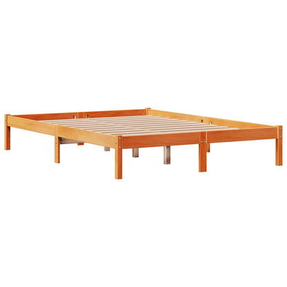 Estrutura cama c/ cabeceira 140x190cm pinho maciço castanho-mel