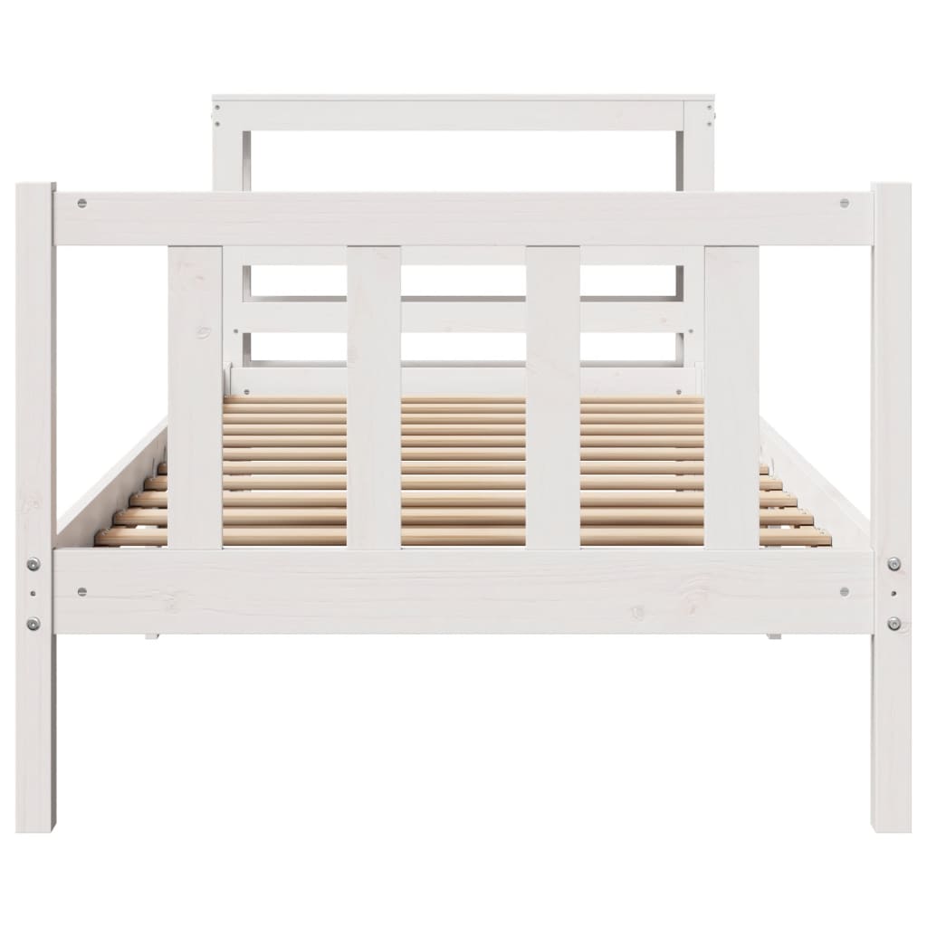 Cama sem colchão 75x190 cm madeira de pinho maciça branco