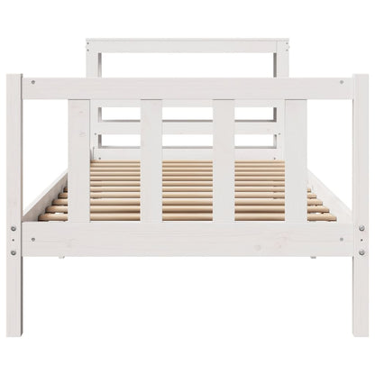 Cama sem colchão 75x190 cm madeira de pinho maciça branco