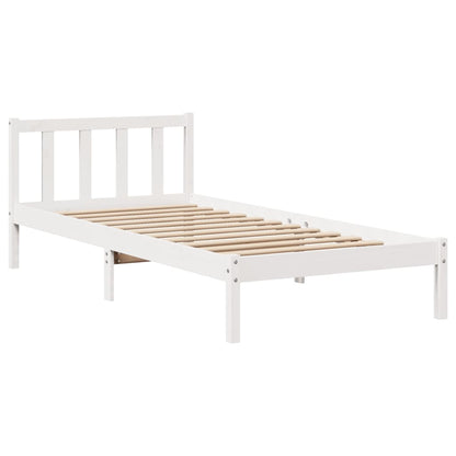 Cama sem colchão 75x190 cm madeira de pinho maciça branco