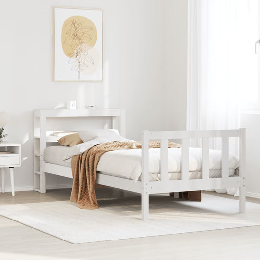 Cama sem colchão 75x190 cm madeira de pinho maciça branco