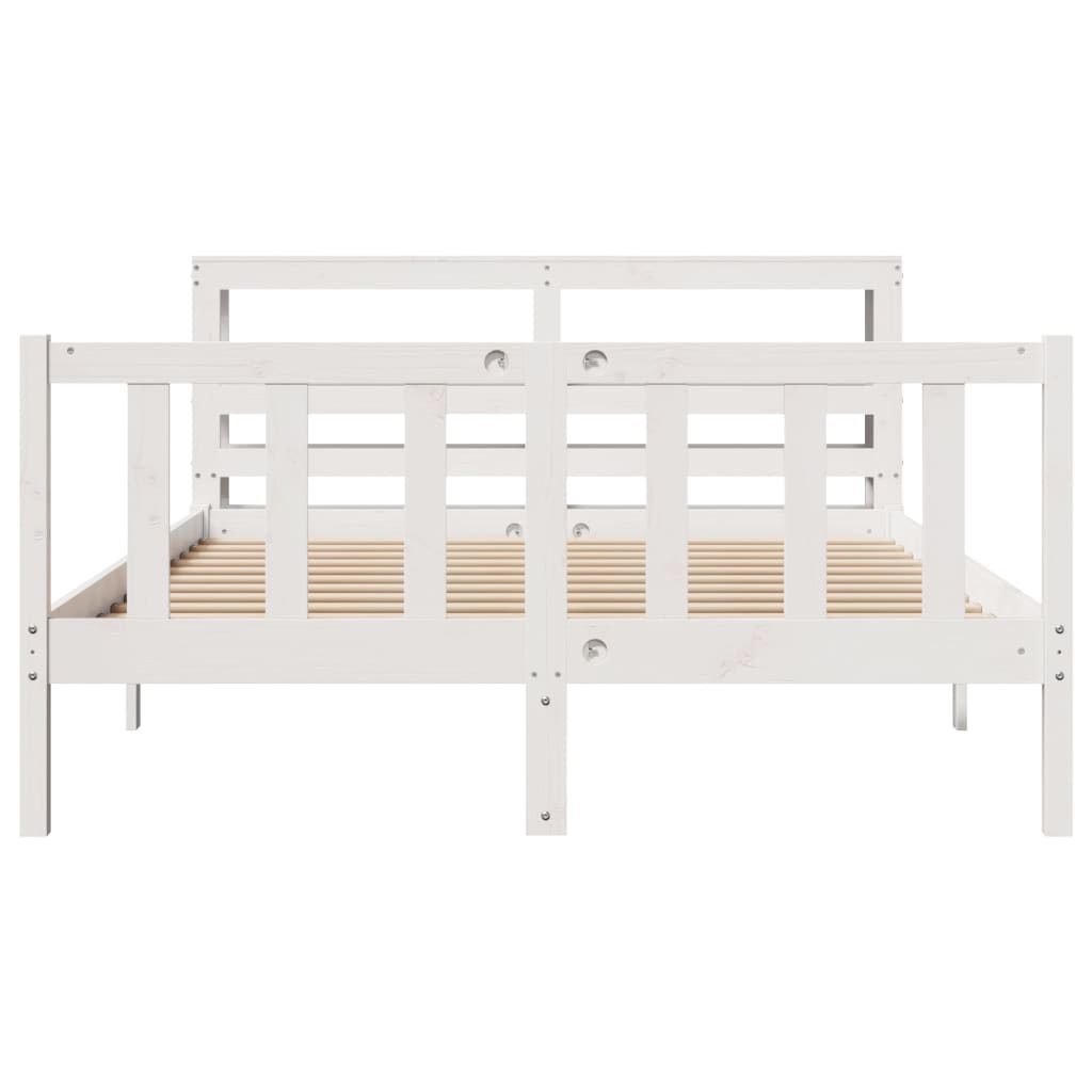 Cama sem colchão 135x190 cm madeira de pinho maciça branco