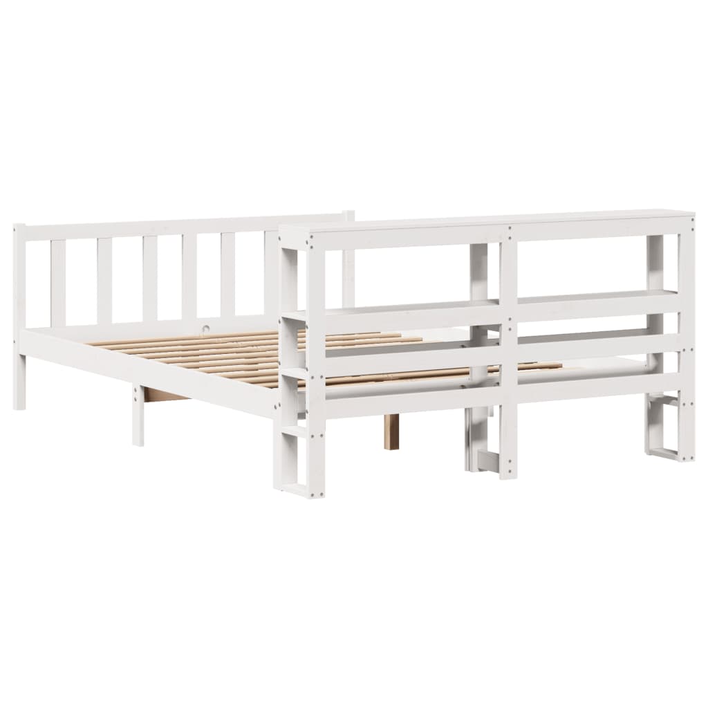 Cama sem colchão 135x190 cm madeira de pinho maciça branco