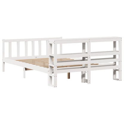 Cama sem colchão 135x190 cm madeira de pinho maciça branco