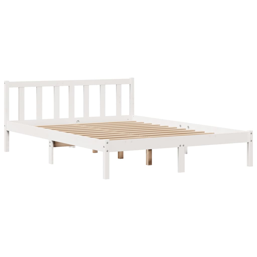 Cama sem colchão 135x190 cm madeira de pinho maciça branco