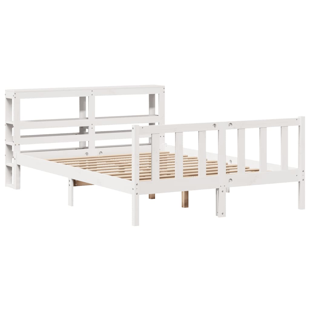 Cama sem colchão 140x190 cm madeira de pinho maciça branco