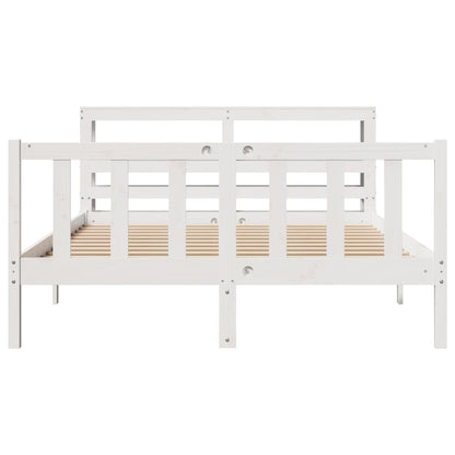 Cama sem colchão 140x190 cm madeira de pinho maciça branco