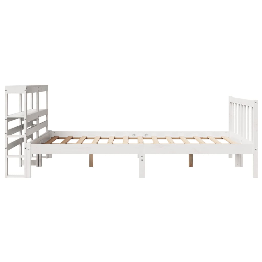 Cama sem colchão 140x190 cm madeira de pinho maciça branco