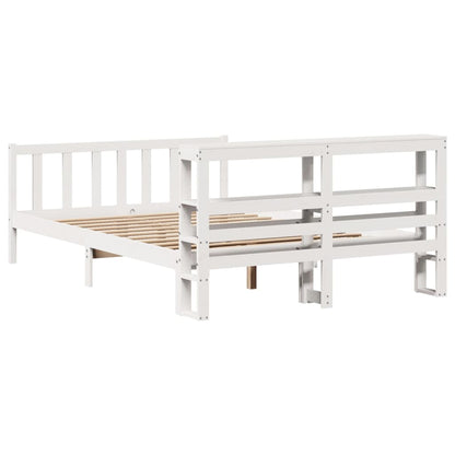 Cama sem colchão 140x190 cm madeira de pinho maciça branco