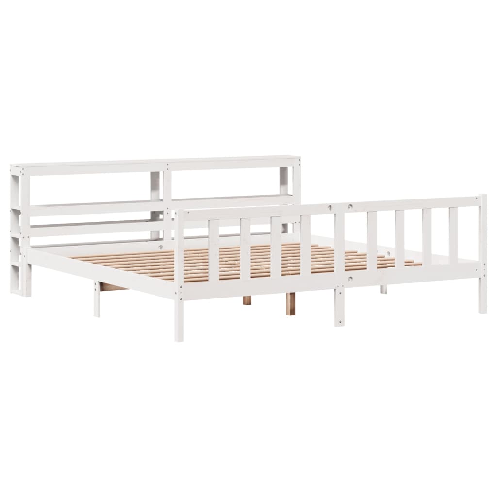 Cama sem colchão 180x200 cm madeira de pinho maciça branco