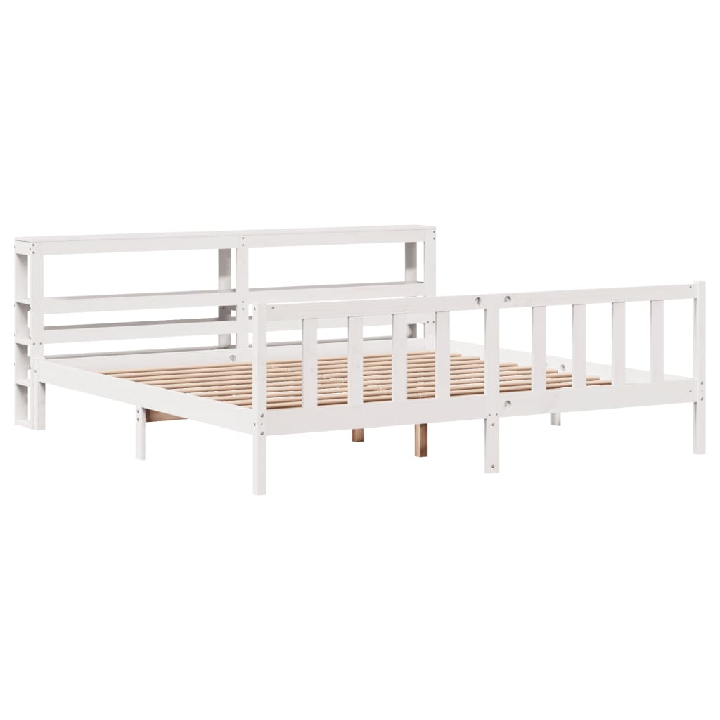 Cama sem colchão 200x200 cm madeira de pinho maciça branco