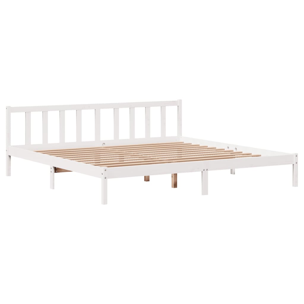 Cama sem colchão 200x200 cm madeira de pinho maciça branco