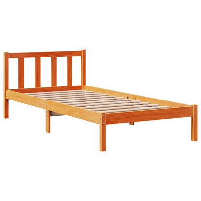 Estrutura cama c/ cabeceira 90x190 cm pinho maciço castanho-mel