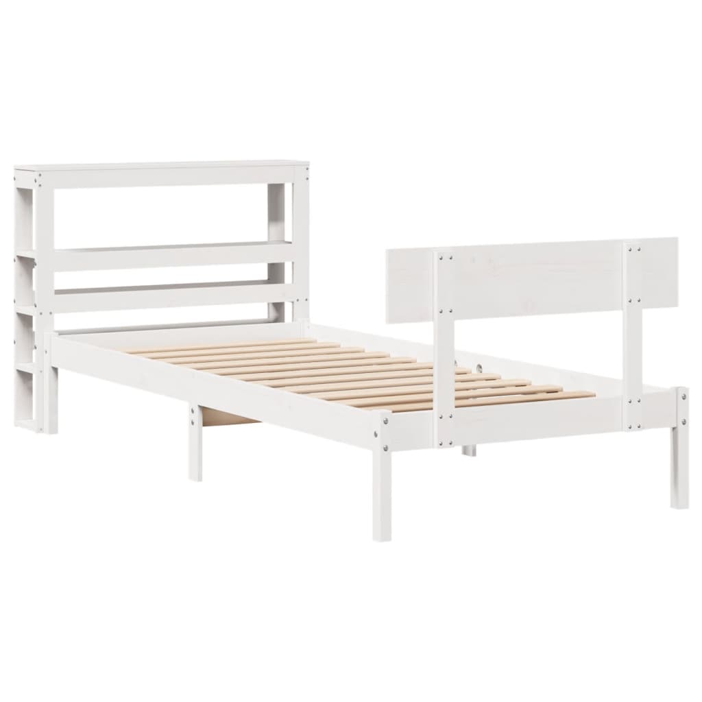 Cama sem colchão 75x190 cm madeira de pinho maciça branco