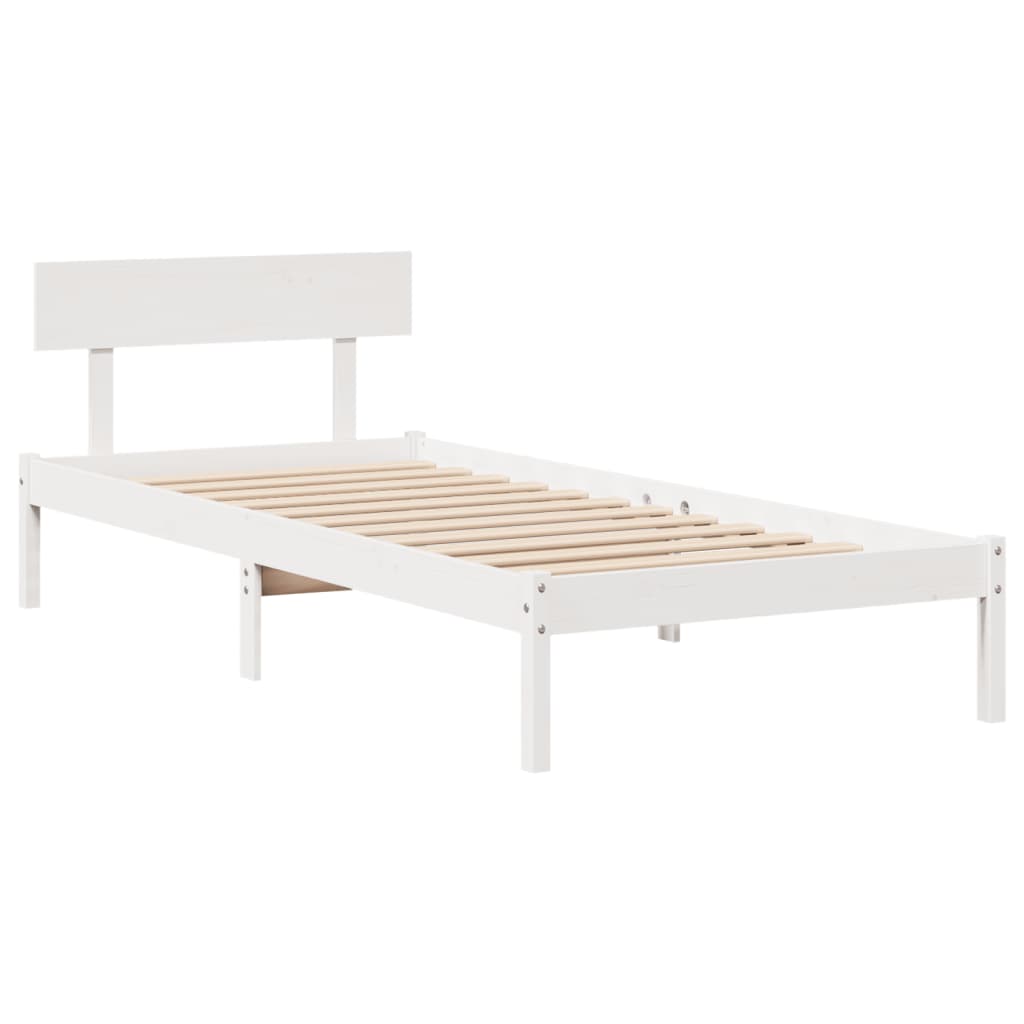 Cama sem colchão 75x190 cm madeira de pinho maciça branco