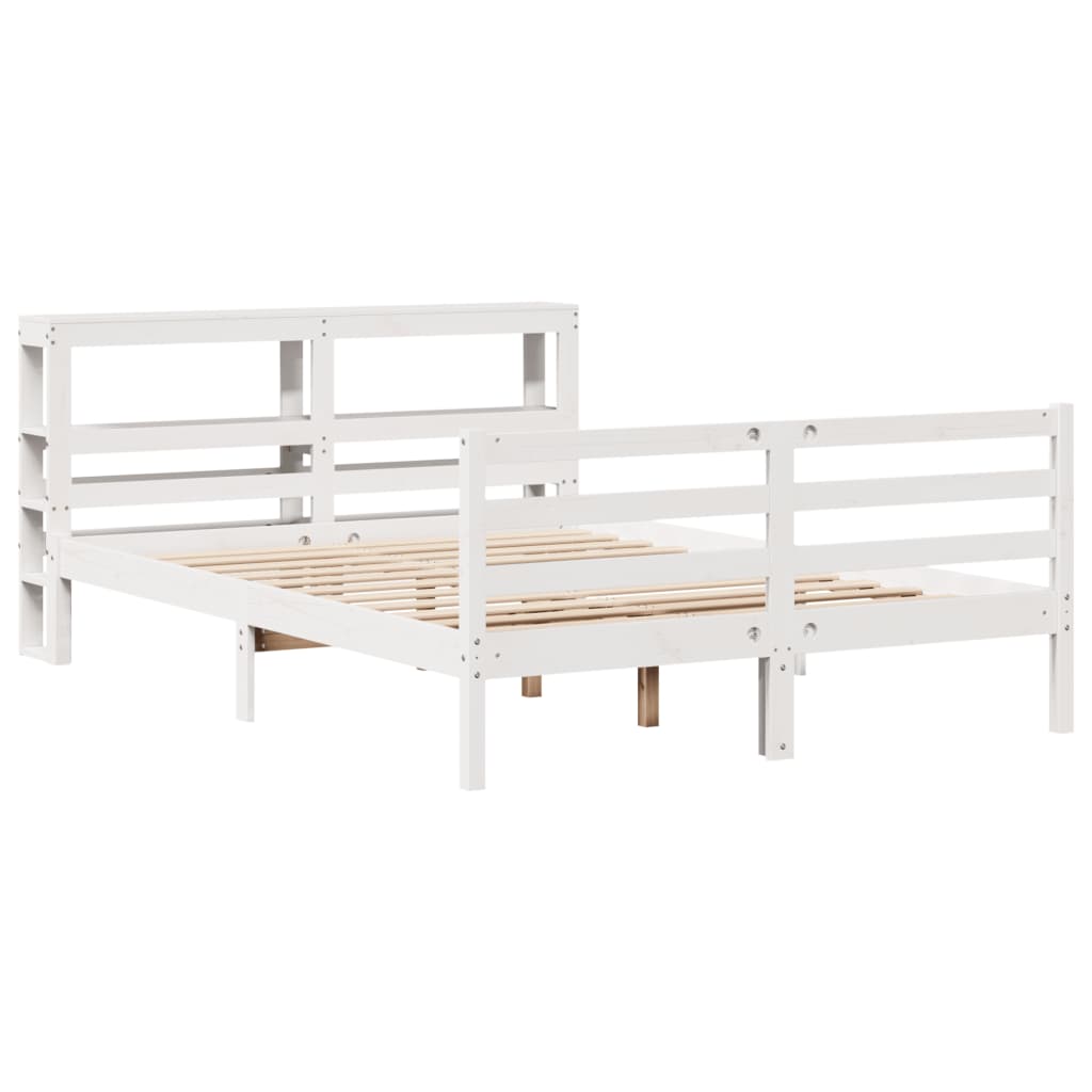 Cama sem colchão 140x190 cm madeira de pinho maciça branco