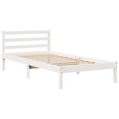 Cama sem colchão 100x200 cm madeira de pinho maciça branco