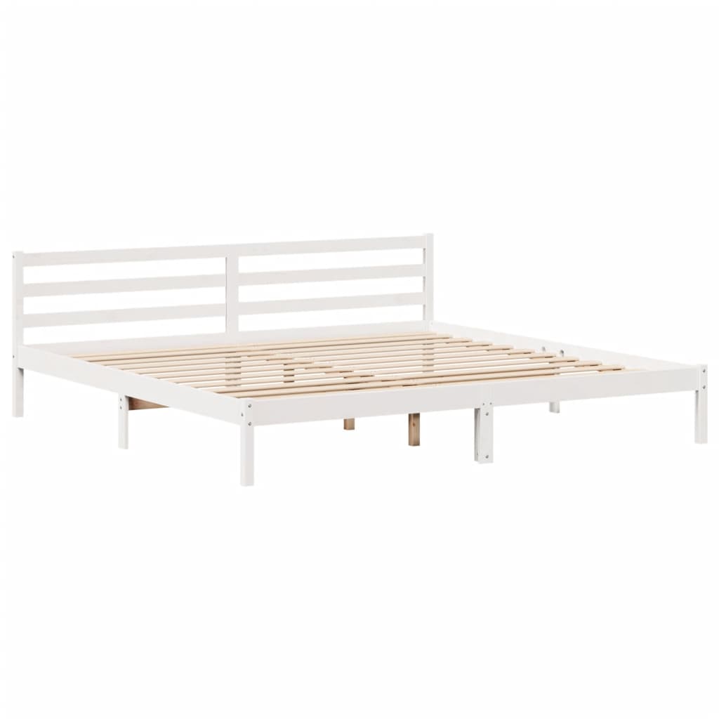 Cama sem colchão 180x200 cm madeira de pinho maciça branco