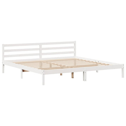 Cama sem colchão 200x200 cm madeira de pinho maciça branco