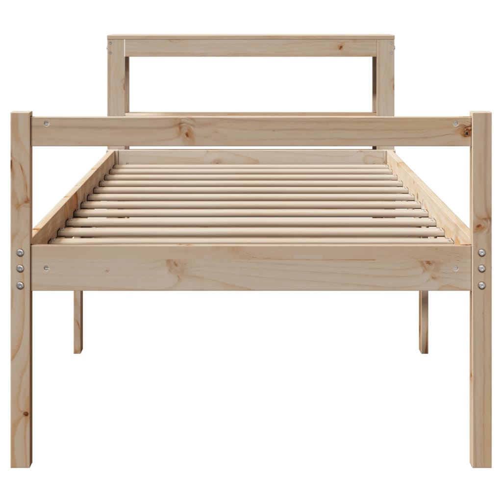 Cama para idosos com cabeceira 75x190 cm pinho maciço