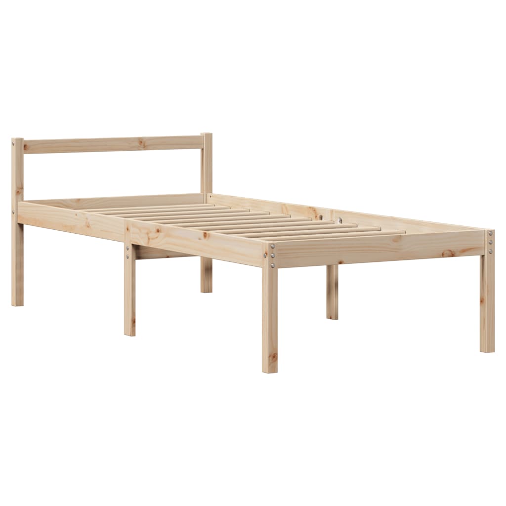 Cama para idosos com cabeceira 75x190 cm pinho maciço