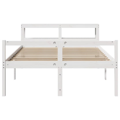 Cama para idosos com cabeceira 140x200 cm pinho maciço branco