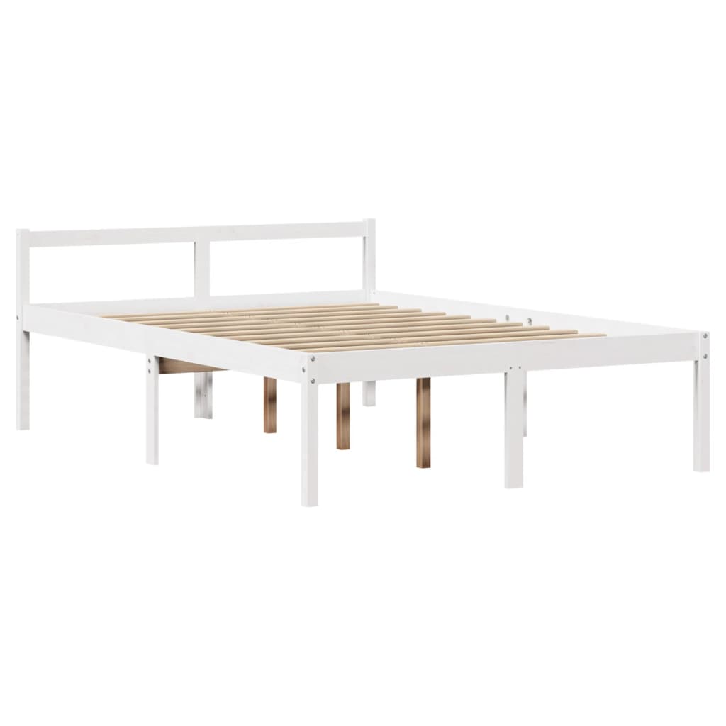 Cama para idosos com cabeceira 140x200 cm pinho maciço branco