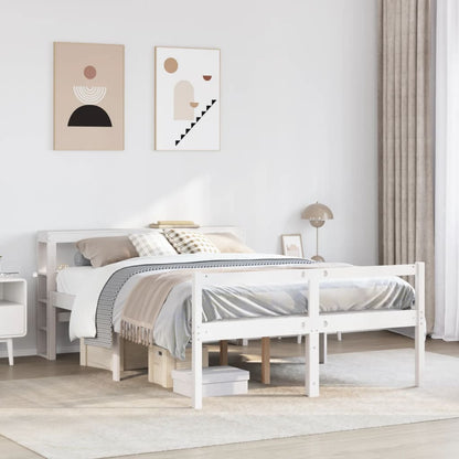 Cama para idosos com cabeceira 140x200 cm pinho maciço branco