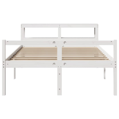 Cama para idosos com cabeceira 150x200 cm pinho maciço branco