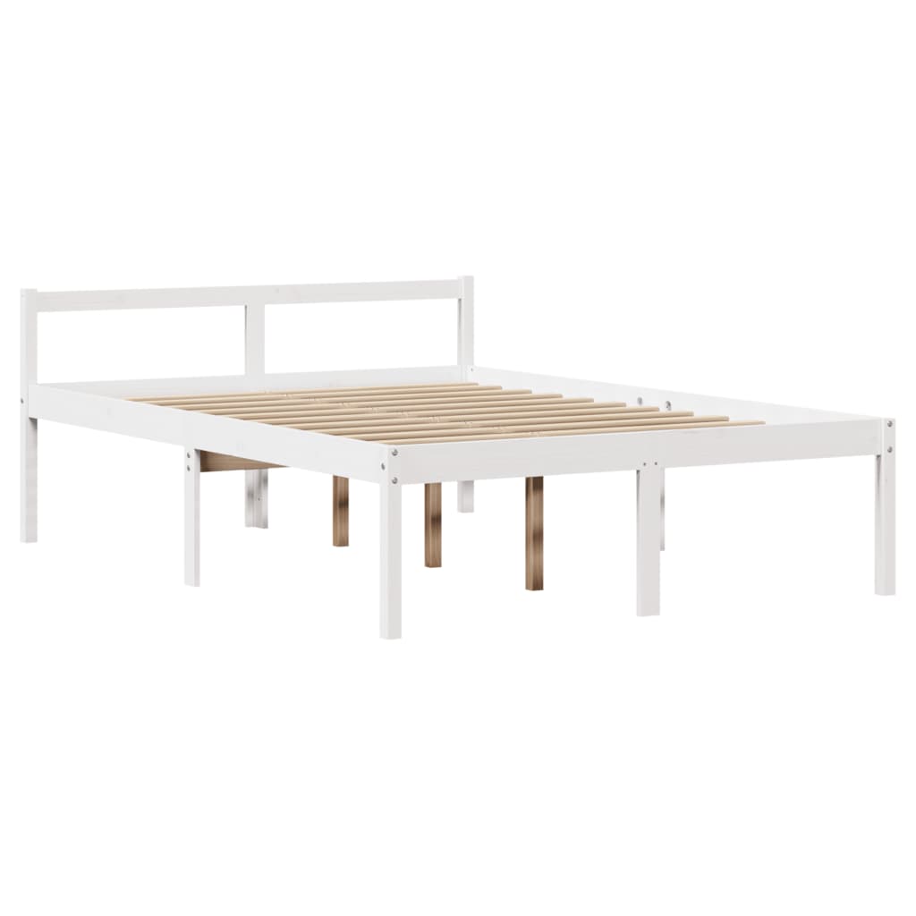 Cama para idosos com cabeceira 150x200 cm pinho maciço branco