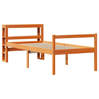 Estrutura cama c/ cabeceira 90x190 cm pinho maciço castanho-mel