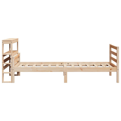 Estrutura de cama com cabeceira 75x190 cm pinho maciço