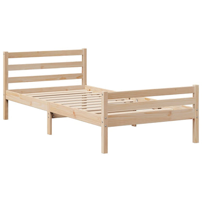 Estrutura de cama com cabeceira 75x190 cm pinho maciço