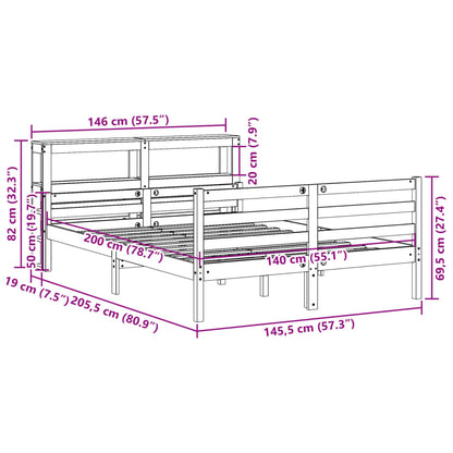 Estrutura de cama com cabeceira 140x200 cm pinho maciço