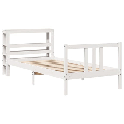 Estrutura de cama com cabeceira 90x200 cm pinho maciço branco