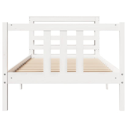 Estrutura de cama com cabeceira 90x200 cm pinho maciço branco