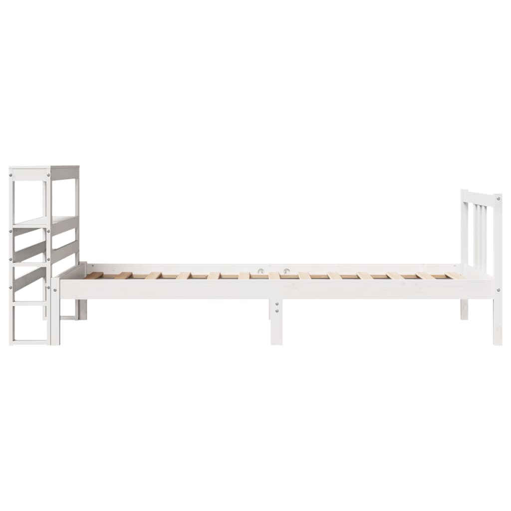 Estrutura de cama com cabeceira 90x200 cm pinho maciço branco