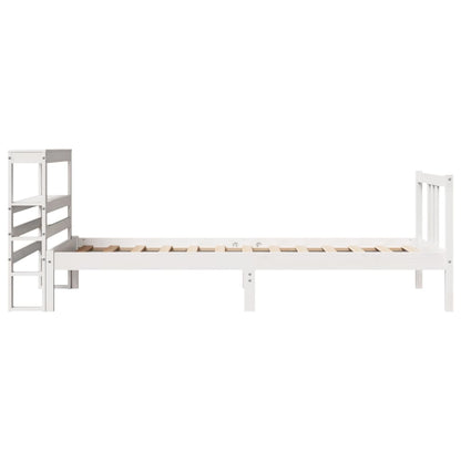 Estrutura de cama com cabeceira 90x200 cm pinho maciço branco