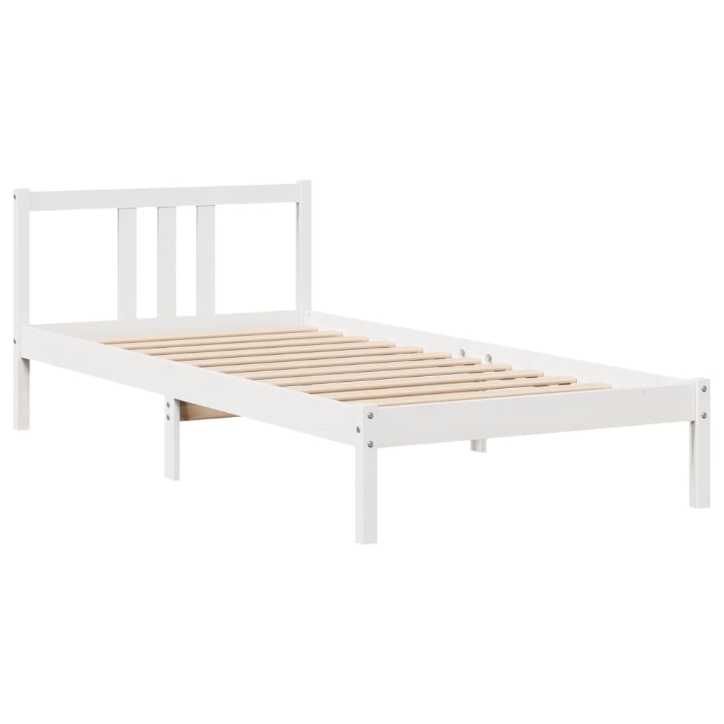 Estrutura de cama com cabeceira 90x200 cm pinho maciço branco