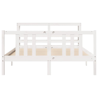 Estrutura de cama com cabeceira 160x200 cm pinho maciço branco